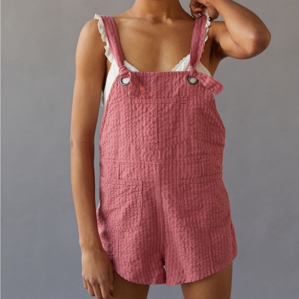 BDG Sadie Pink Linen Overalls